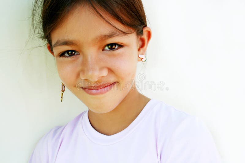 Rapariga doce e tímida fotografia de stock