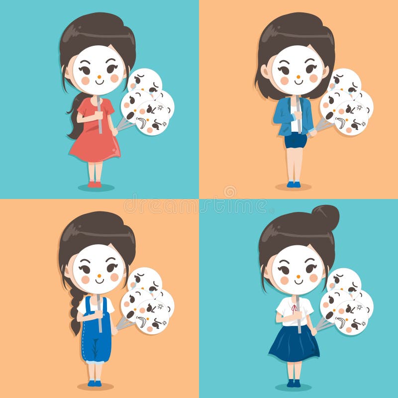 A menina veste uma máscara ilustração do vetor A menina veste uma máscara ilustração do vetor