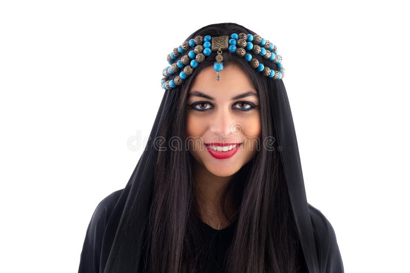 Menina árabe que veste o lenço tradicional foto de stock royalty free Menina árabe que veste o lenço tradicional foto de stock royalty free