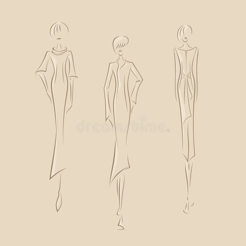 Meninas da forma do esboço ilustração stock Meninas da forma do esboço ilustração stock