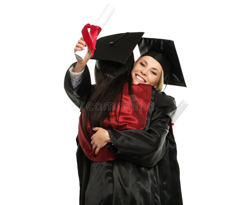 Meninas graduadas felizes imagens de stock Meninas graduadas felizes imagens de stock