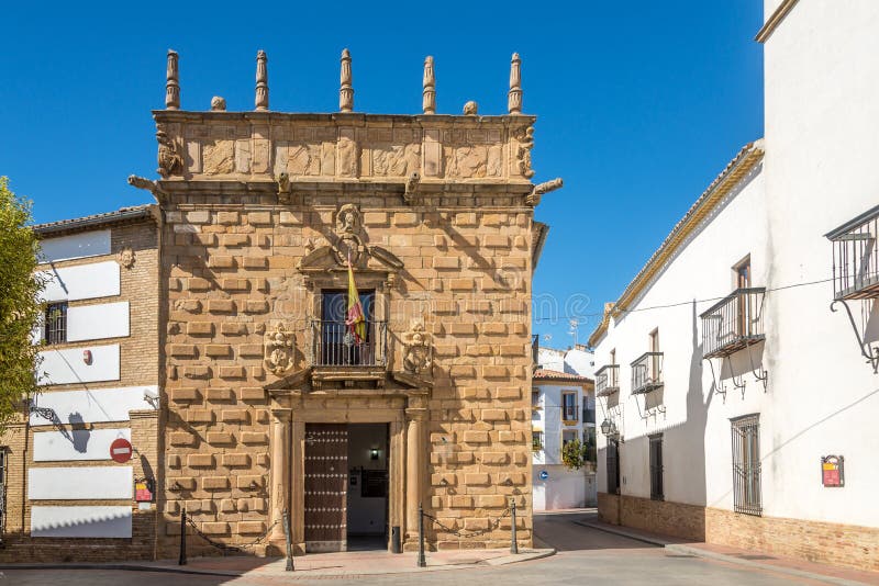 Mening bij het Paleis van Los Perez de Vargas y Gormaz in Andujar - Spanje stock fotografie Mening bij het Paleis van Los Perez de Vargas y Gormaz in Andujar - Spanje stock fotografie