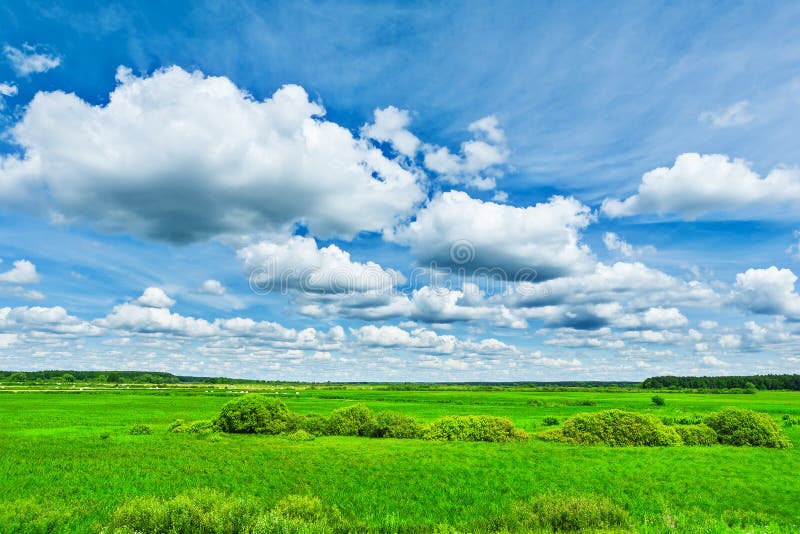 Mening over groene gebied en schoonheids bewolkte hemel stock afbeelding Mening over groene gebied en schoonheids bewolkte hemel stock afbeelding