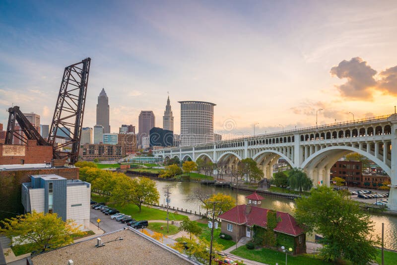 Mening van Cleveland van de binnenstad stock afbeeldingen Mening van Cleveland van de binnenstad stock afbeeldingen