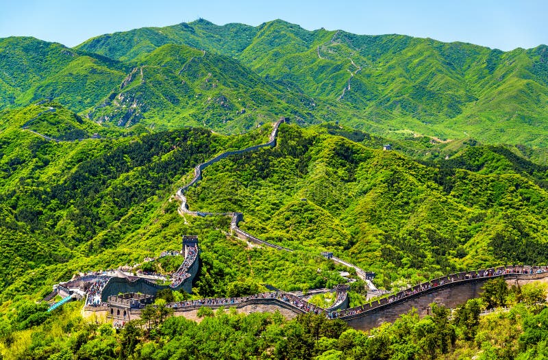 Mening van de Grote Muur in Badaling - China stock afbeelding Mening van de Grote Muur in Badaling - China stock afbeelding