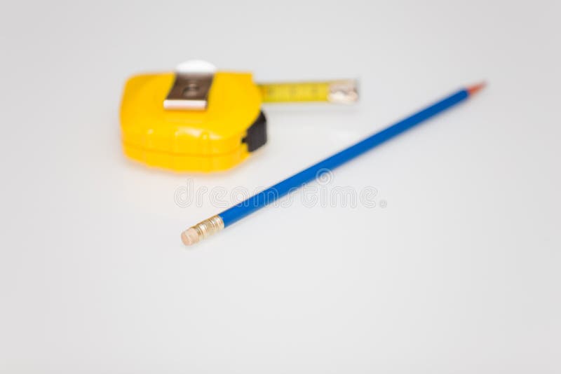 Mening van de het meterstok en potlood royalty-vrije stock foto's