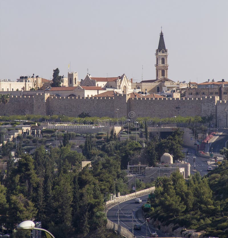 Mening van de muren van Jeruzalem, Israël stock afbeelding Mening van de muren van Jeruzalem, Israël stock afbeelding