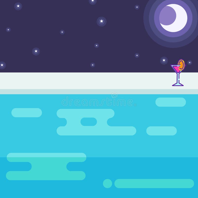 Mening van de poolpartij bij nacht royalty-vrije illustratie Mening van de poolpartij bij nacht royalty-vrije illustratie