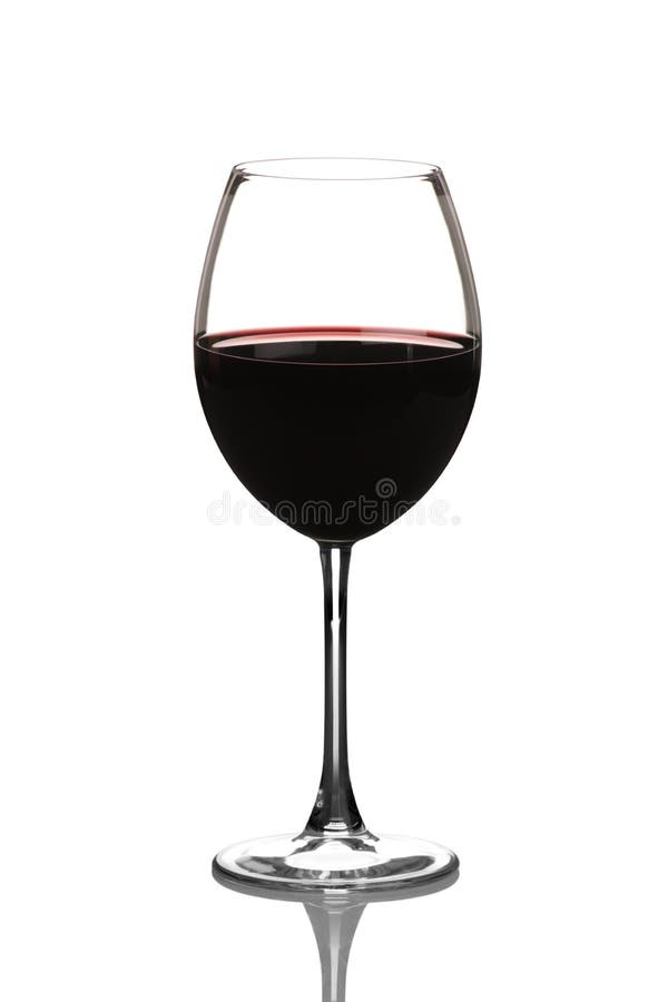 A view of a red wine glass isolated on white background. A view of a red wine glass isolated on white background