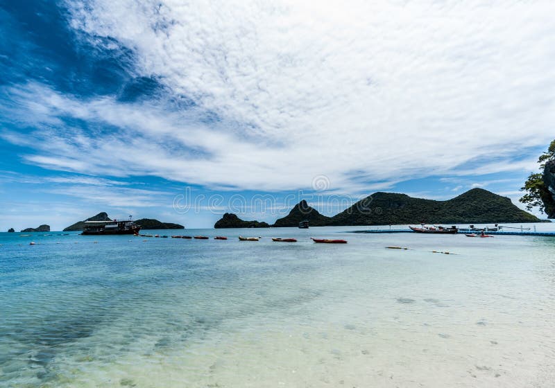Meningspunt van het nationale park van Ang Thong Islands, Thailand stock foto Meningspunt van het nationale park van Ang Thong Islands, Thailand stock foto