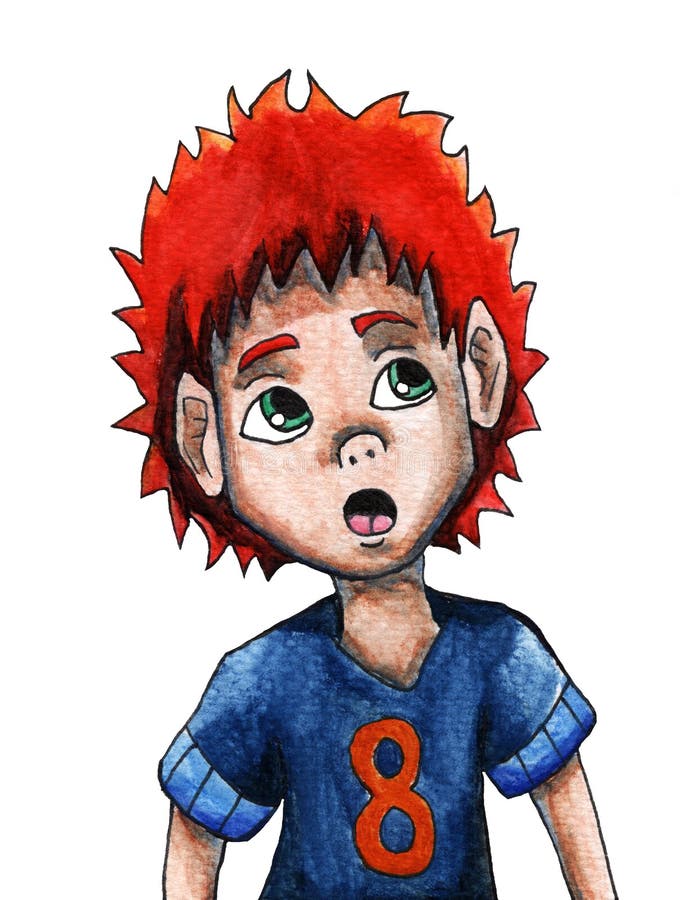 Menino de cabelo vermelho curioso ilustração royalty free Menino de cabelo vermelho curioso ilustração royalty free