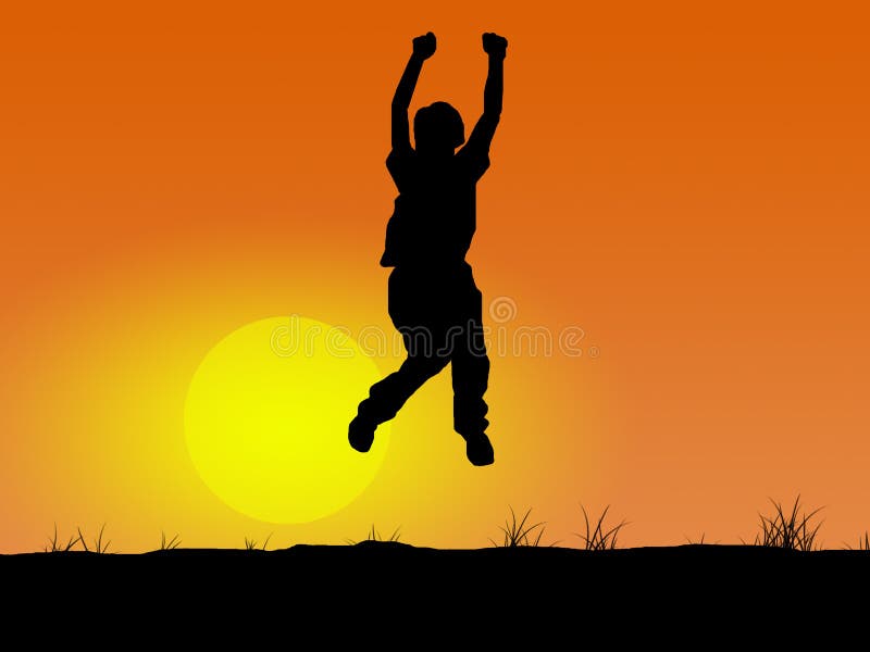 Menino a saltar ilustração royalty free