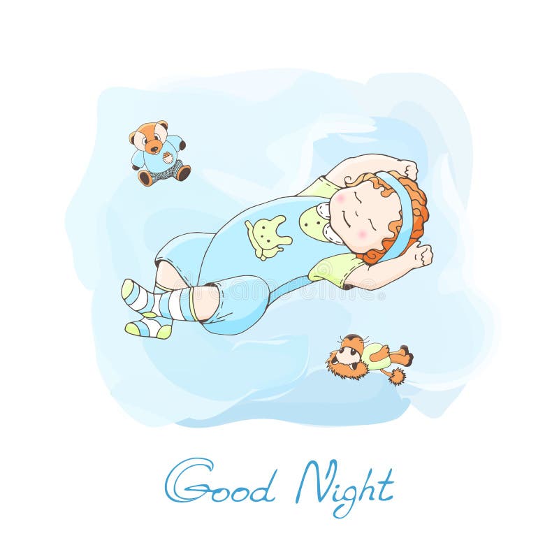 Menino de sono ilustração royalty free Menino de sono ilustração royalty free