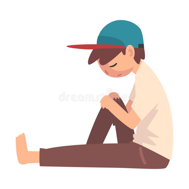 Menino Triste, Menino Deprimido Que Olha Solitário.Ilustração De Uma Criança  Triste, Indefeso, Bullying. Royalty Free SVG, Cliparts, Vetores, e  Ilustrações Stock. Image 88315164