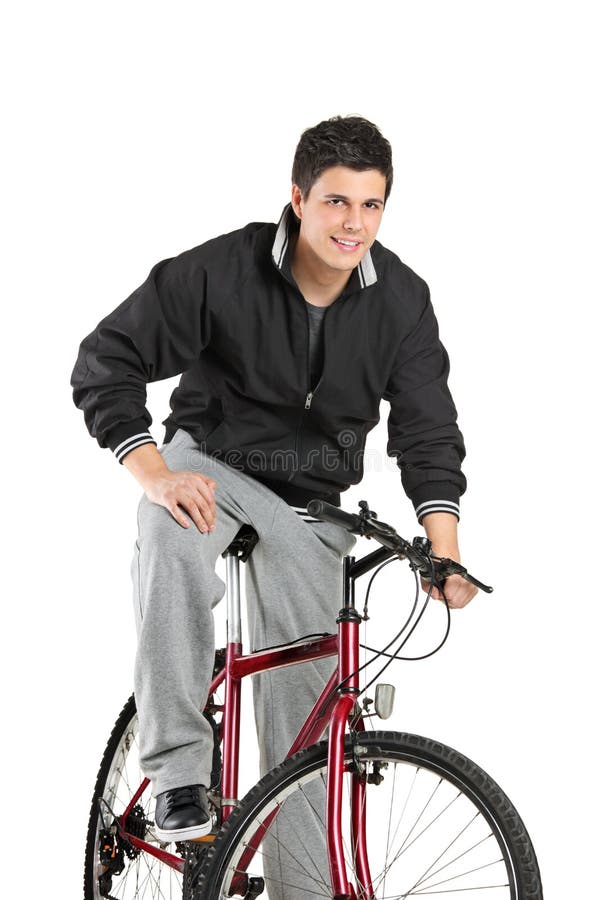 Jovem Caindo De Bicicleta Ao Fundo Foto de Stock - Imagem de emocional,  caucasiano: 161385594