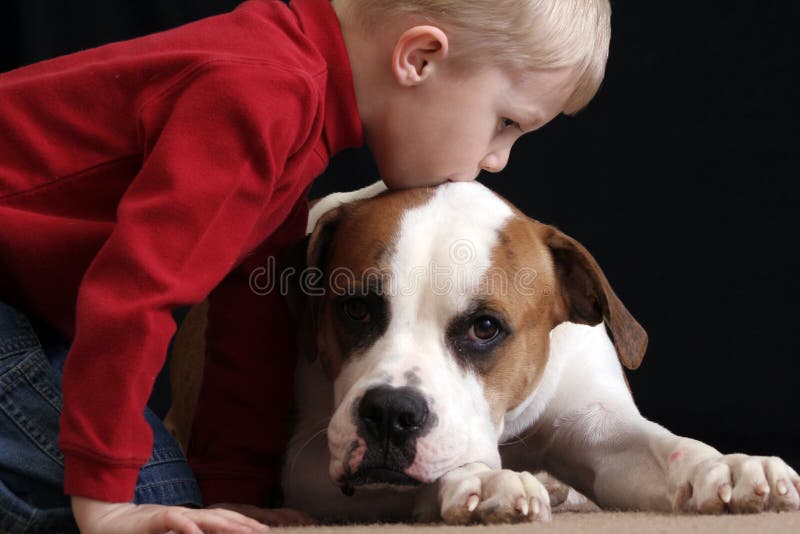 Menino que beija o cão Menino que beija o cão