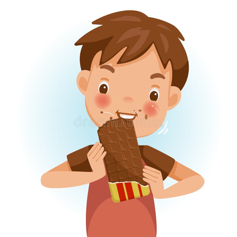 Мальчик с шоколадкой. Шоколад едят мультяшка. Мальчик ест шоколад. Дети с шоколадом мультяшные.