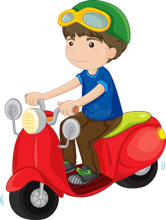 Menino que monta um 'trotinette' ilustração do vetor Menino que monta um 'trotinette' ilustração do vetor