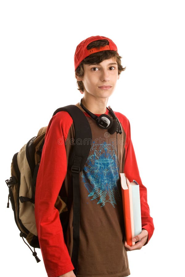 Menino que prepara-se à escola imagens de stock Menino que prepara-se à escola imagens de stock
