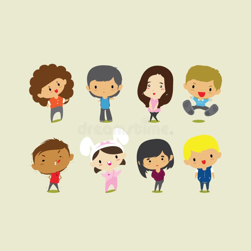 Meninos bonitos e meninas dos desenhos animados Ilustração do clipart do vetor ilustração stock Meninos bonitos e meninas dos desenhos animados Ilustração do clipart do vetor ilustração stock