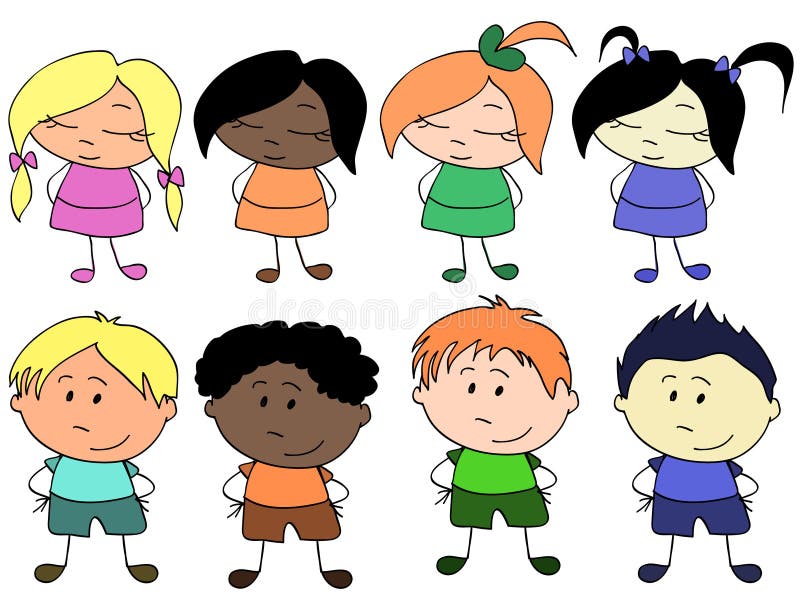 Rapazes e raparigas ilustração royalty free