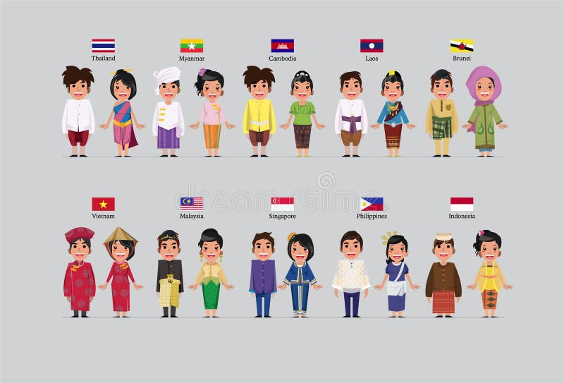 Meninos e meninas do ASEAN ilustração do vetor Meninos e meninas do ASEAN ilustração do vetor