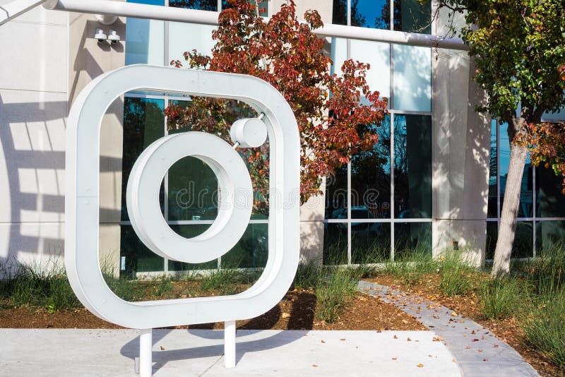 Menlo Park / CA / USA - Instagram logo in front of the offices located in Silicon Valley; Instagram is owned by Facebook