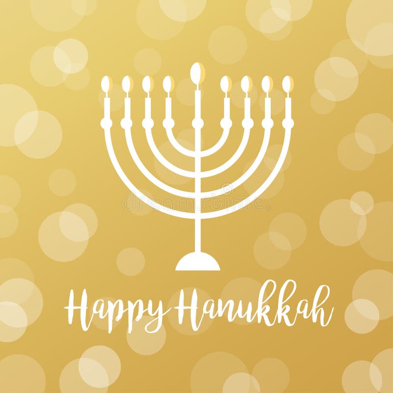 Menorah Candles on Golden Bokeh Background. Happy Hanukkah Sign vector illustration Menorah Candles on Golden Bokeh Background. Happy Hanukkah Sign vector illustration