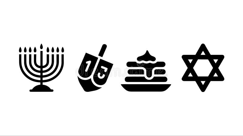 Menorah Dreidel Latkes Star David royalty ilustracja