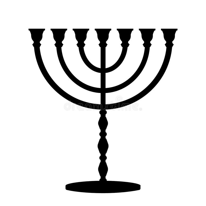 Menorah Symbole Juif Silhouette Noire Illustration de Vecteur