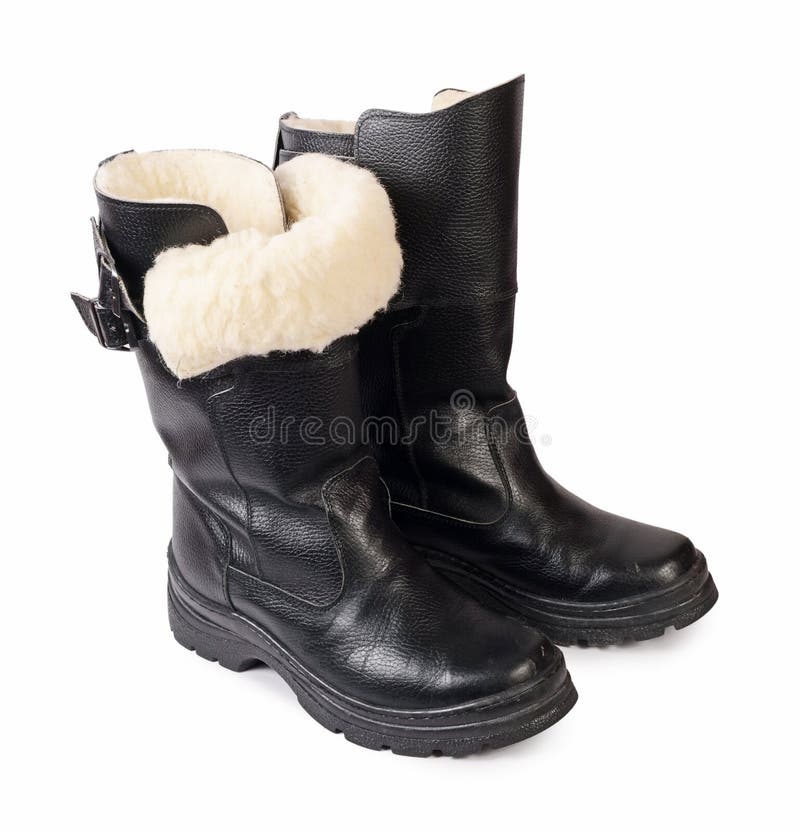 Mens Black Boots on White Background Stock Photo Image of safety