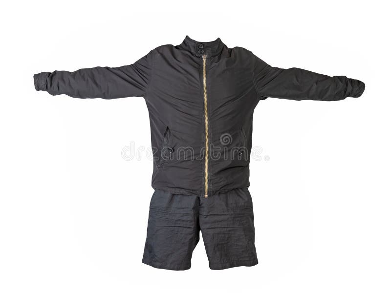 Mens Bomber Jacket Sports Shorts on White Background. Fashionable ...