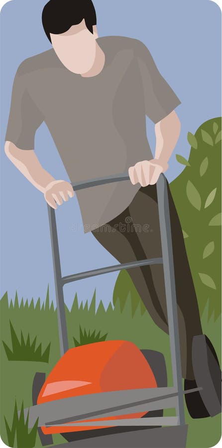 Mens die een Gazon maait vector illustratie Mens die een Gazon maait vector illustratie
