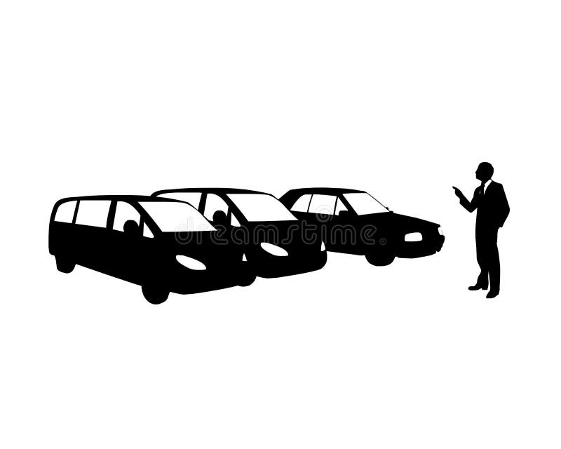 Mens die een nieuwe auto koopt stock illustratie Mens die een nieuwe auto koopt stock illustratie