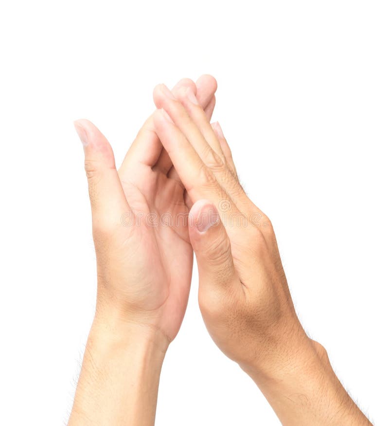 Man clapping hands on white background. Man clapping hands on white background.