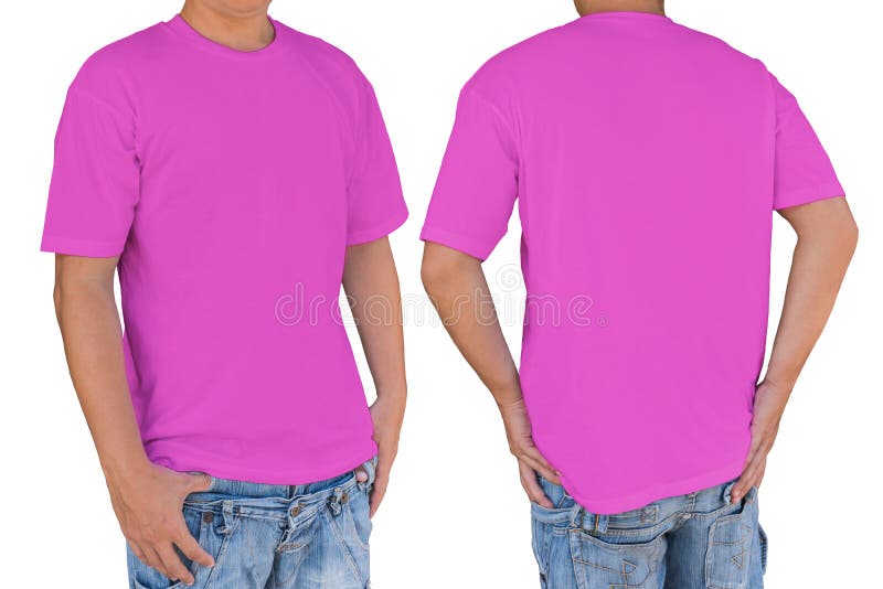 Man wearing blank t-shirt with clipping path, front and back view. Template for insert logo, pattern, or artwork. Man wearing blank t-shirt with clipping path, front and back view. Template for insert logo, pattern, or artwork.