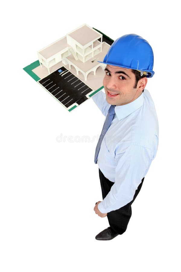 Mens die modelhuisvesting houdt stock foto's Mens die modelhuisvesting houdt stock foto's