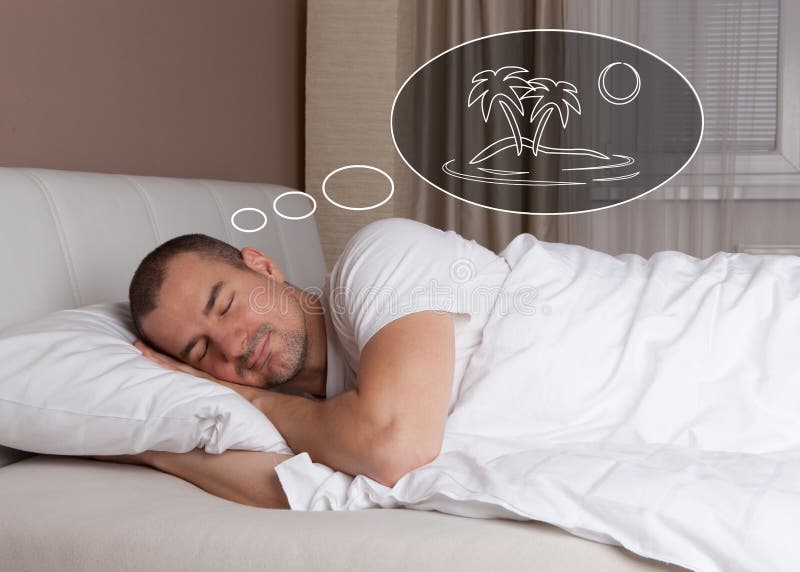 Mens die over zijn vakantie dromen royalty-vrije stock afbeelding Mens die over zijn vakantie dromen royalty-vrije stock afbeelding