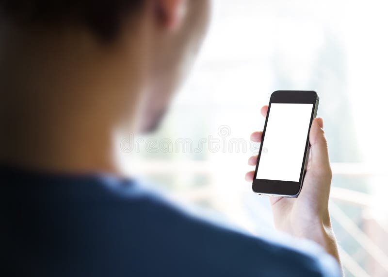Mens die Smartphone gebruikt stock foto's Mens die Smartphone gebruikt stock foto's