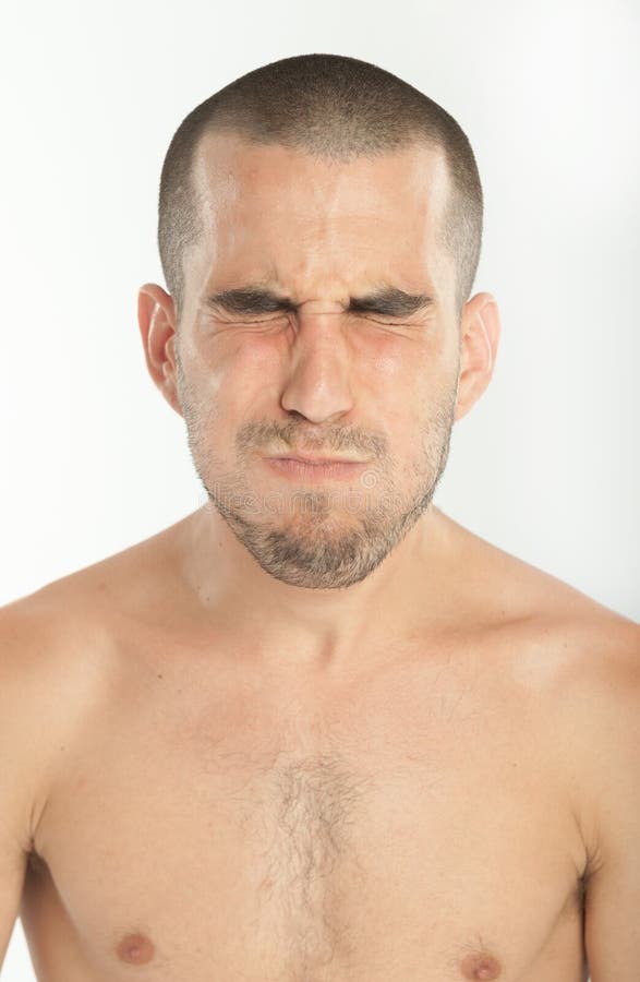 Mens die zijn adem houdt stock afbeeldingen Mens die zijn adem houdt stock afbeeldingen