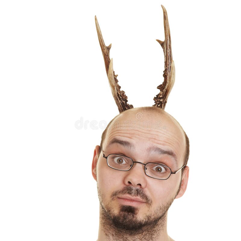 Mens met hoornen op hoofd stock afbeelding. Image of haar 21173571