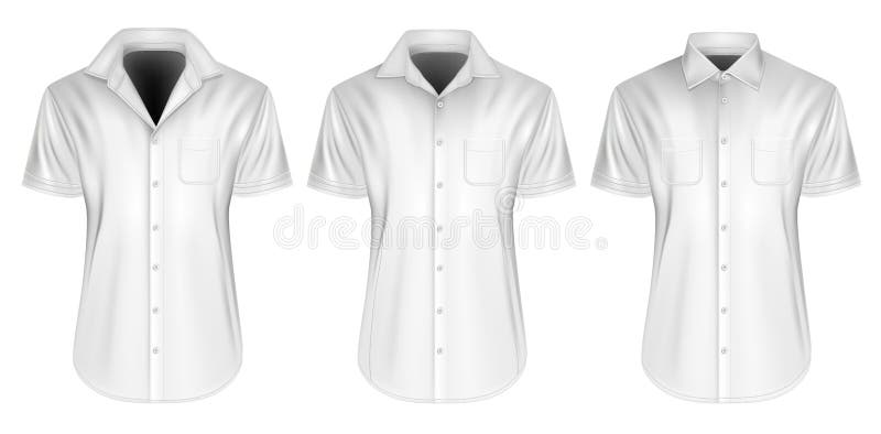 Mens Short Sleeved Shirts with Close and Open Collars Stock Vector ...