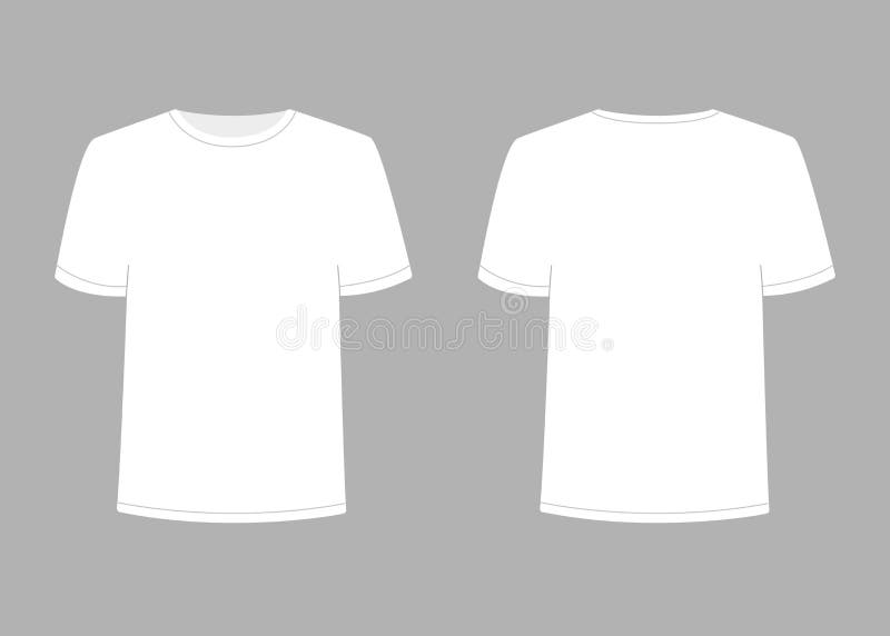 Mens White T-shirt with Short Sleeve. Shirt Mockup in Front and Back ...