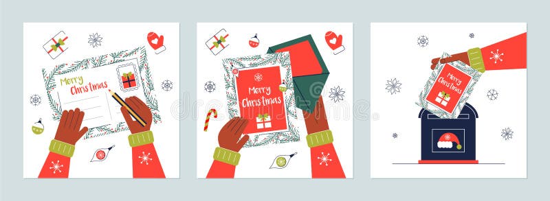 Mensagem De Cartão Postal De Saudação De Natal Manual Ilustração do Vetor -  Ilustração de projeto, liso: 199552975