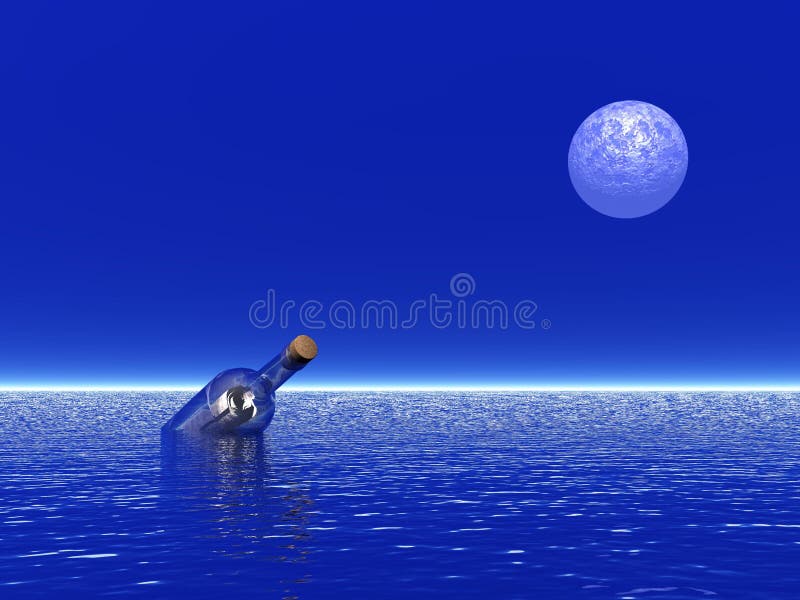 Mensaje perdido en el océano ilustración del vector Mensaje perdido en el océano ilustración del vector