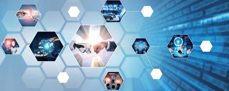Mensch interagieren mit virtuellem NLP-Roboter der künstlichen Intelligenz stock abbildung