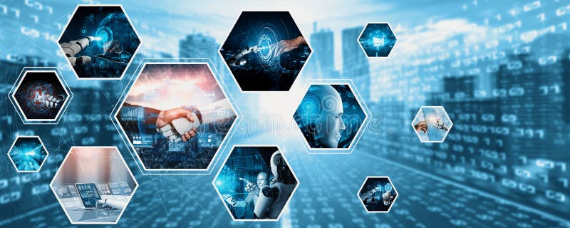 Mensch interagieren mit virtuellem NLP-Roboter der künstlichen Intelligenz stock abbildung