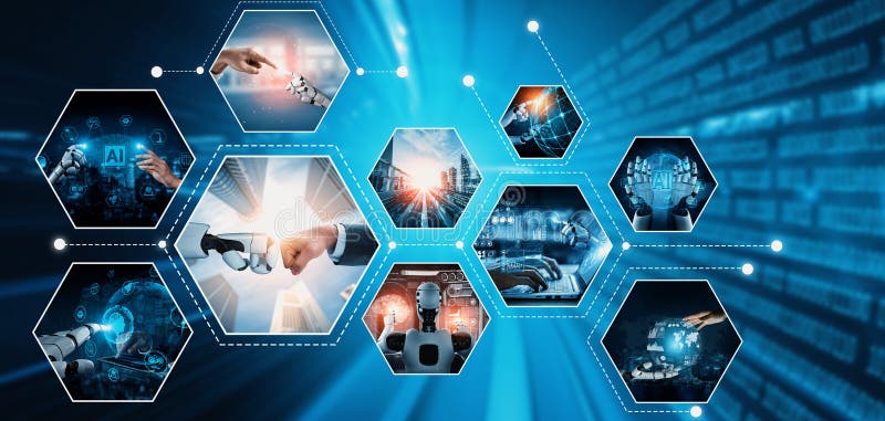 Mensch interagieren mit virtuellem NLP-Roboter der künstlichen Intelligenz lizenzfreie abbildung