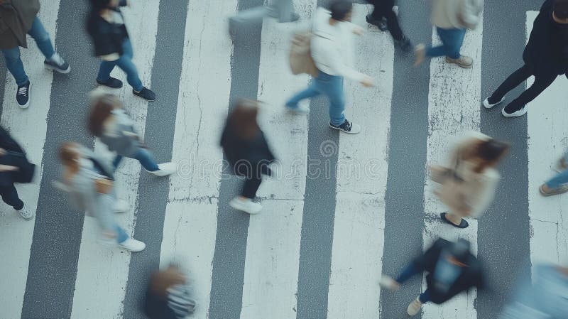 Menschen, die von oben aus über Zebraüberquerung gehen vektor abbildung