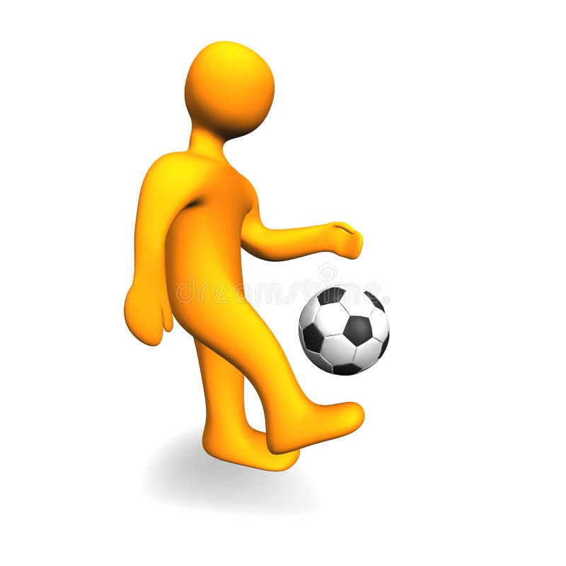 3d illustration looks humanoid person with a soccer ball. 3d illustration looks humanoid person with a soccer ball.